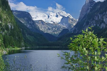 阿尔卑斯山，湖，山，峡谷，全景，视图，美丽