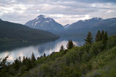 两药湖，冰川国家公园，湖，山，景观