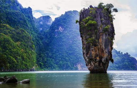 海，岩石，岛，泰国，景观