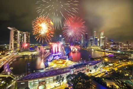 新加坡，烟花，晚上，2012年，国庆阅兵