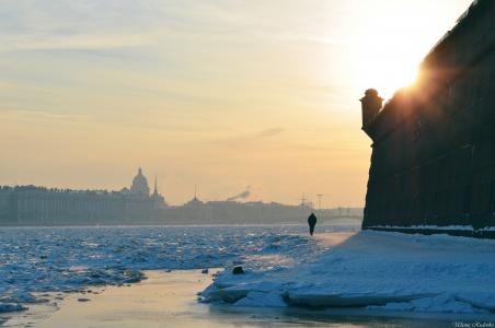 城市，彼得，冬天，圣彼得堡