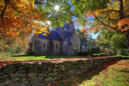 伯利恒，新罕布什尔州，秋天，树木，风景