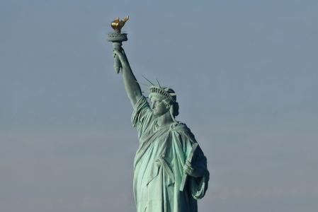 纽约，纽约市，纽约市，美国，自由女神像，自由女神像，雕像，纪念碑，火炬，城市