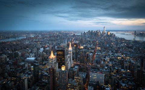 纽约市，纽约市，曼哈顿，曼哈顿，纽约，全景，建筑物