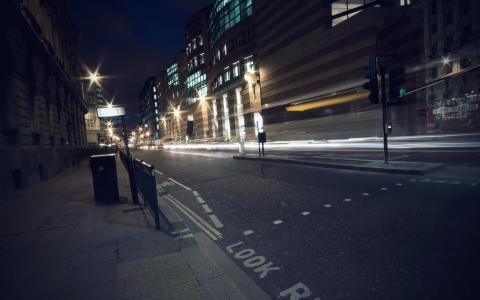 晚上，灯光，道路，街道，夜晚，街道