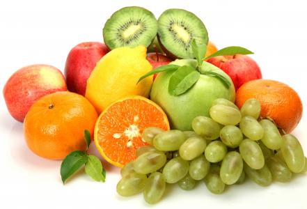 水果，葡萄，苹果，柠檬，桔子，猕猴桃