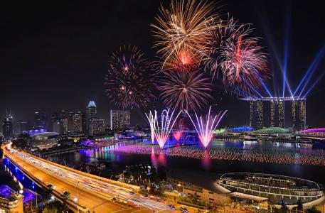 新加坡，烟花，晚上，2014年，新的一年