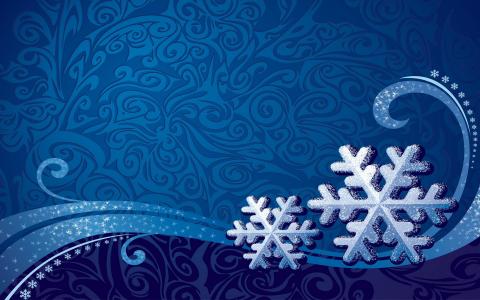 雪花，模式，冬天，蓝色，背景