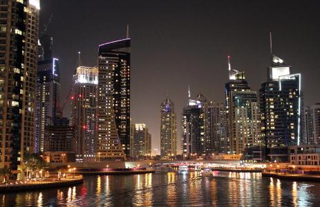 迪拜，城市，夜晚