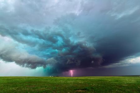 美国，领域，云彩，闪电，雷暴，科罗拉多，农场