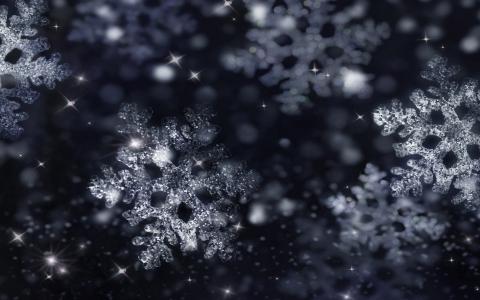 水晶雪花，雪花，星星