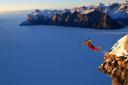 跳伞，跳，高度，雪，山