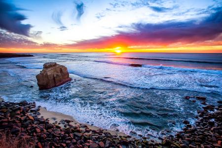 海洋日落，圣地亚哥，加利福尼亚州，закат，пейзаж