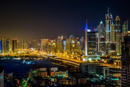 迪拜，城市，夜晚