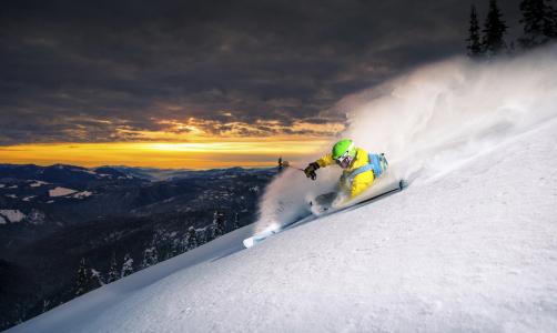 雪，滑雪者，血统，山脉