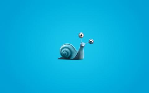 蜗牛，蜗牛，涡轮，涡轮，蓝色背景
