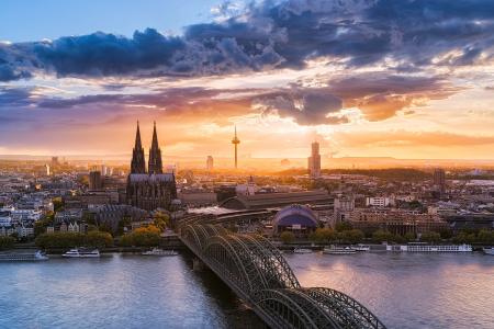 德国，科隆，科隆大教堂，桥，河，天空，云