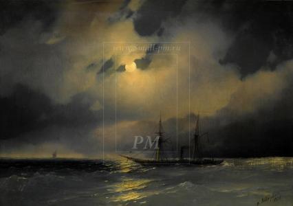 Aivazovsky，船，晚上