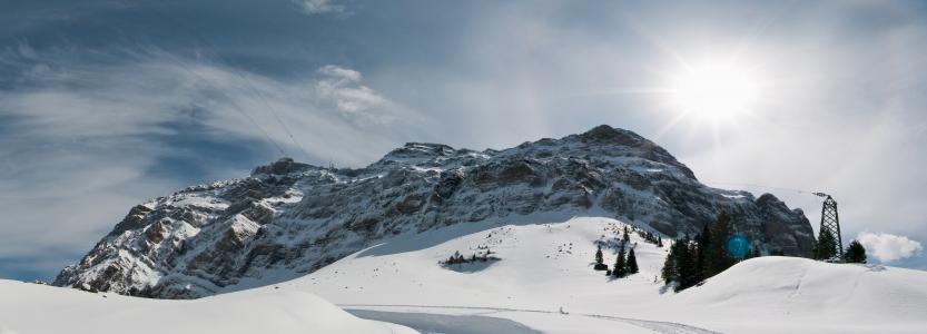 Schwagalp通行证，瑞士，阿尔卑斯山，瑞士，阿尔卑斯山，山口，山，雪