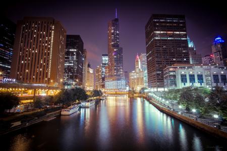 芝加哥，河，伊利诺伊州，芝加哥，城市