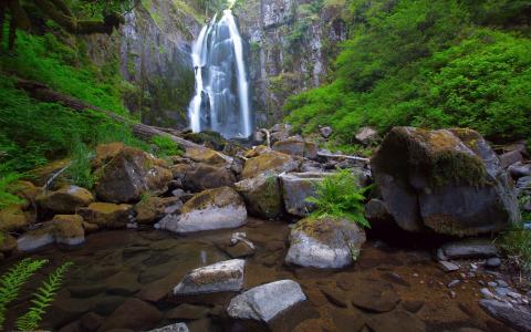 肯塔基瀑布，俄勒冈州，石头，岩石，瀑布
