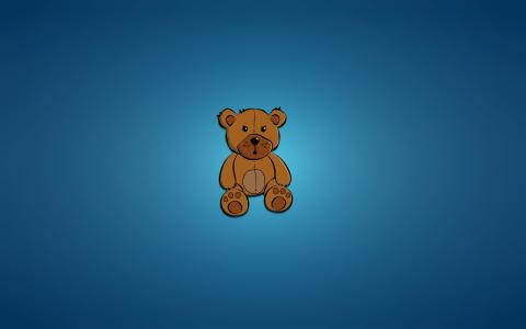 玩具，熊，熊，蓝色背景，坐