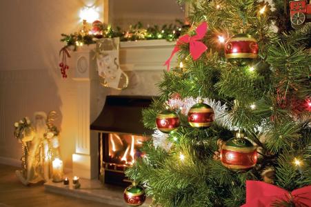 圣诞树，蜡烛，房间，壁炉，假期，圣诞老人，新的一年
