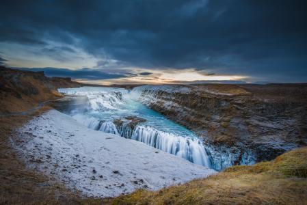 古佛斯瀑布，冰岛，Hvitau河