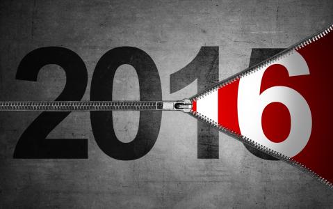 2016年，新年，数字，闪电
