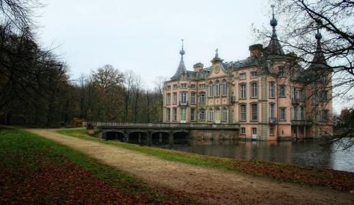 比利时城堡，水，比利时，城堡，大自然