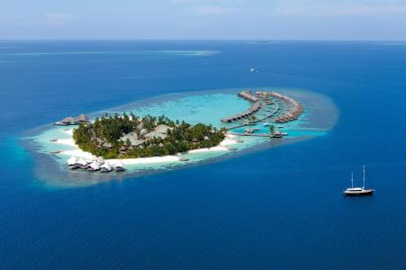 马尔代夫，热带，海滩，平房，岛，顶视图