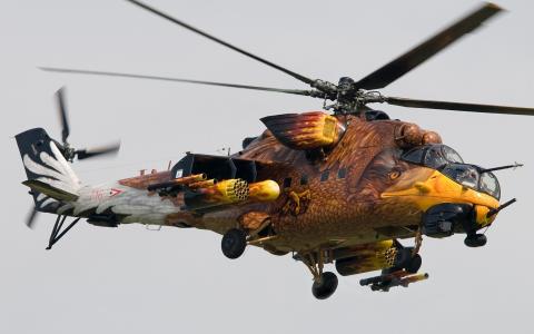 米-24，直升机，飞行，刀片，武器，气象学