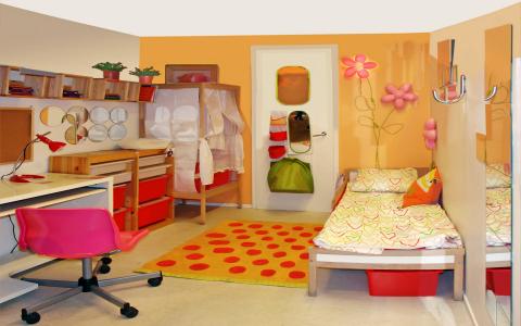 儿童房，床，抽屉，衣柜
