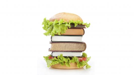 汉堡包，书籍，对象，阅读