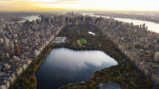 纽约，中央公园，中央公园，全景，晚上，零，摩天大楼，城市，曼哈顿，曼哈顿，纽约