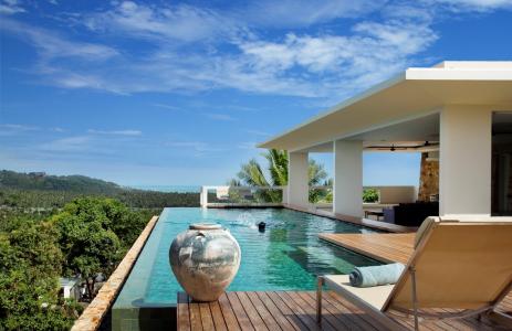 放松，别墅，棕榈树，度假，游泳池
