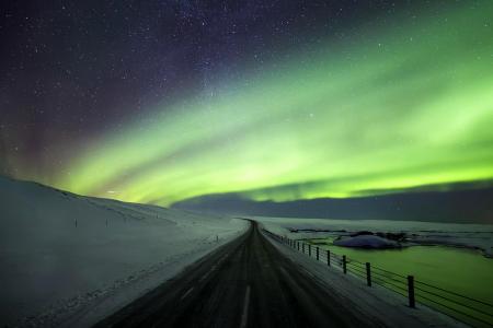 冬天，冰岛，北极光，雪