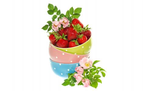 浆果，草莓，狗玫瑰，碗