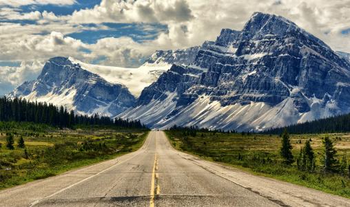 山，路线，道路，艾伯塔省，加拿大，班夫，冰原大路，艾伯塔省，班夫国家公园