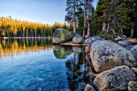 TENAYA湖，优胜美地国家公园，加利福尼亚州，特纳湖，优胜美地，加州，岩石，巨石，森林，湖泊