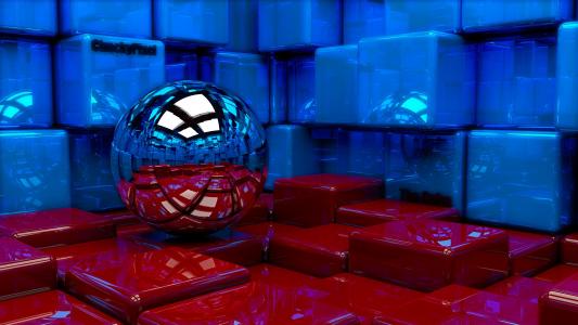 球，立方体，3d，艺术