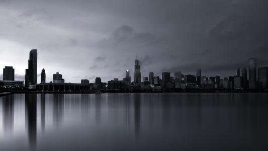 芝加哥，美国，雾，芝加哥，美国