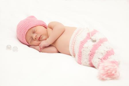 女孩，婴儿，睡觉，梦想，帽子
