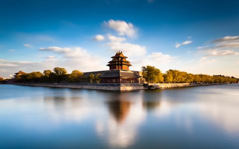 故宫，北京，中国，故宫，北京，中国，宫殿，护城河，水
