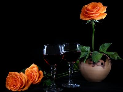 玫瑰，眼镜，花瓶