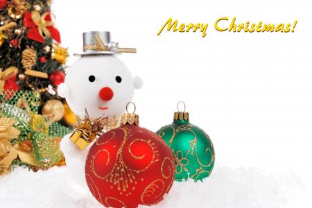 圣诞快乐，球，雪人，树，玩具，装饰品