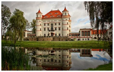 波兰，湖，WojanоwMyslakowice，宫殿