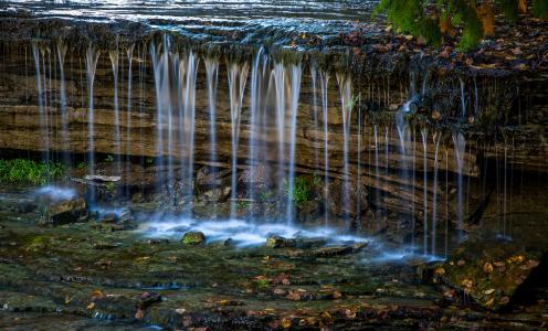 Au Train Falls，密歇根州，瀑布，岩石，大自然