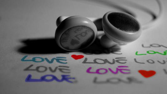 耳机，爱情，题字