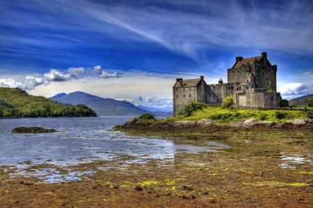 景观，城堡，山，河，天空，云，高地，苏格兰，人类发展报告